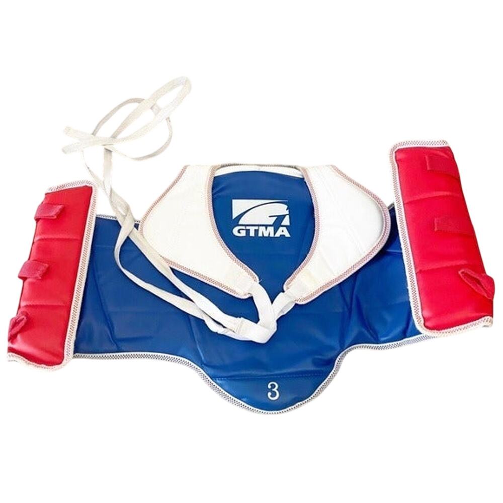 GTMA Taekwondo Solid Reversible Chest Protector Size 3 Medium Sparring Guard